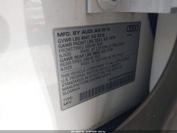 2019 AUDI Q7 55 PREMIUM/55 SE PREMIUM