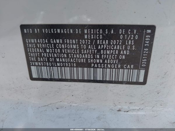 2020 VOLKSWAGEN JETTA 1.4T R-LINE/1.4T S — I9