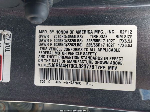 2012 HONDA CR-V EX-L