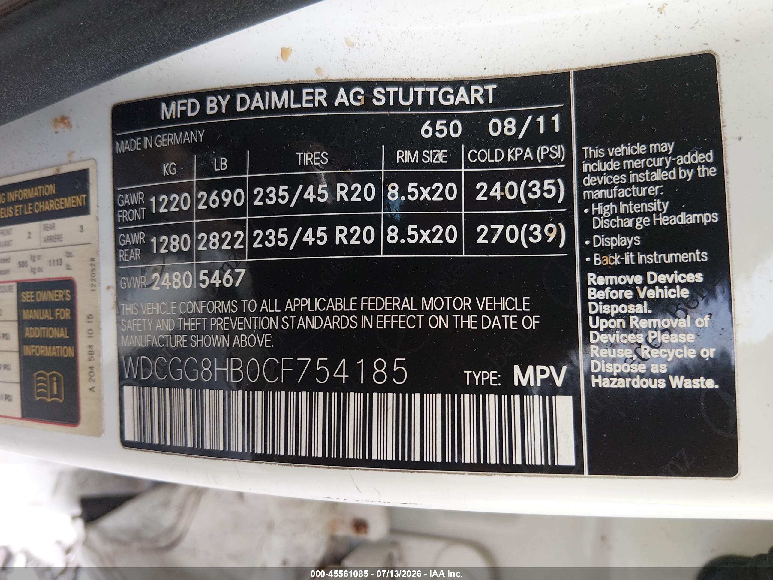 2012 MERCEDES-BENZ GLK 350 GLK350 4-MATIC