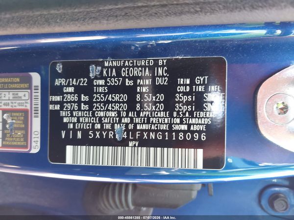 2022 KIA SORENTO SX