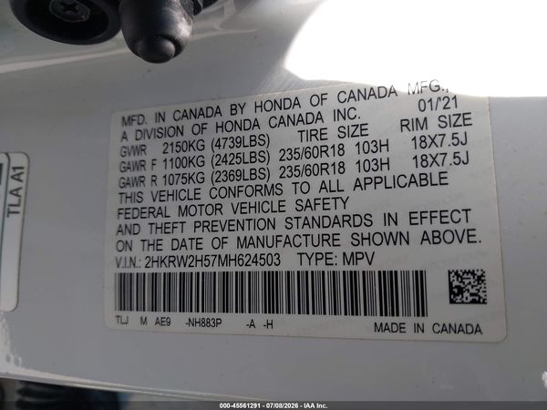2021 HONDA CR-V AWD EX