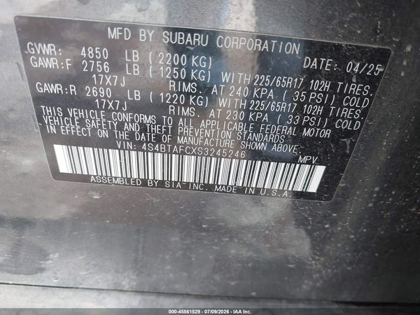 2025 SUBARU OUTBACK PREMIUM — I9