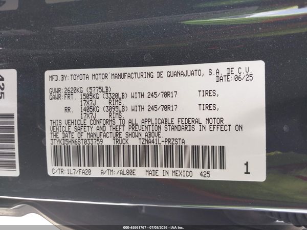 2025 TOYOTA TACOMA SR