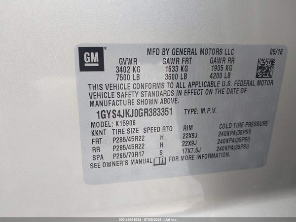 2016 CADILLAC ESCALADE ESV PREMIUM COLLECTION