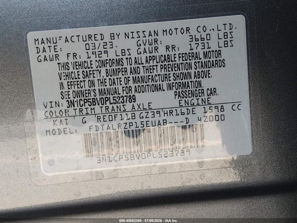 2023 NISSAN KICKS S XTRONIC CVT — I9