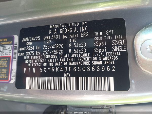 2025 KIA SORENTO SX