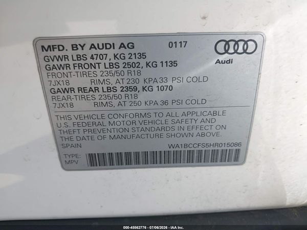 2017 AUDI Q3 2.0T PREMIUM