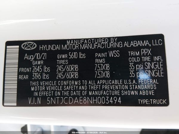 2022 HYUNDAI SANTA CRUZ SEL