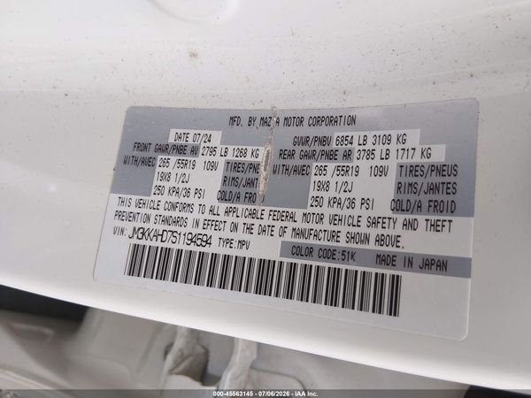 2025 MAZDA CX-90 3.3 TURBO SELECT PACKAGE