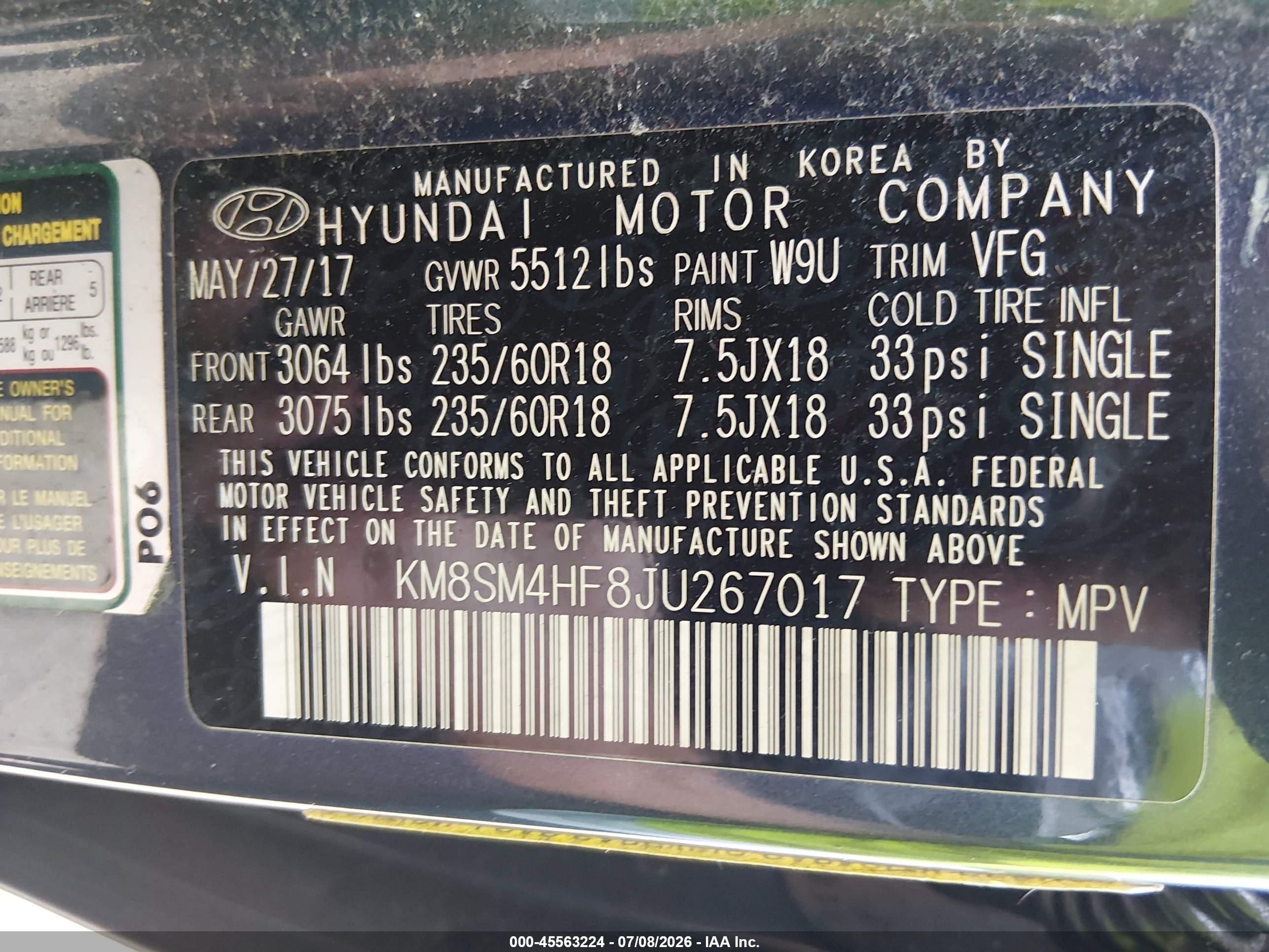 2018 HYUNDAI SANTA FE SE Base