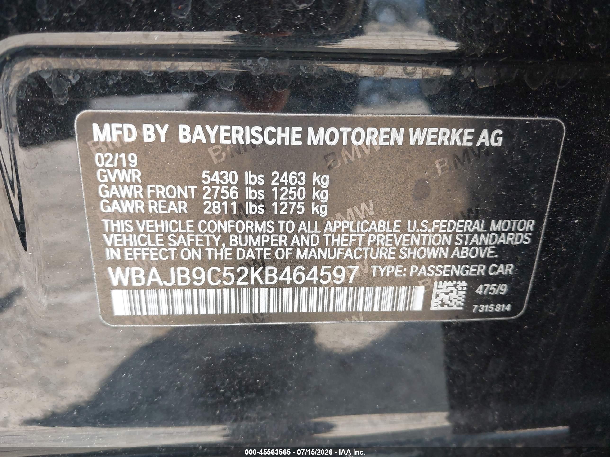 2019 BMW M550I XDRIVE