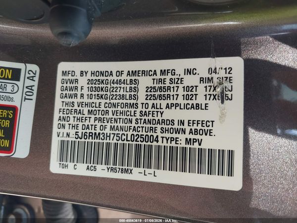 2012 HONDA CR-V EX-L