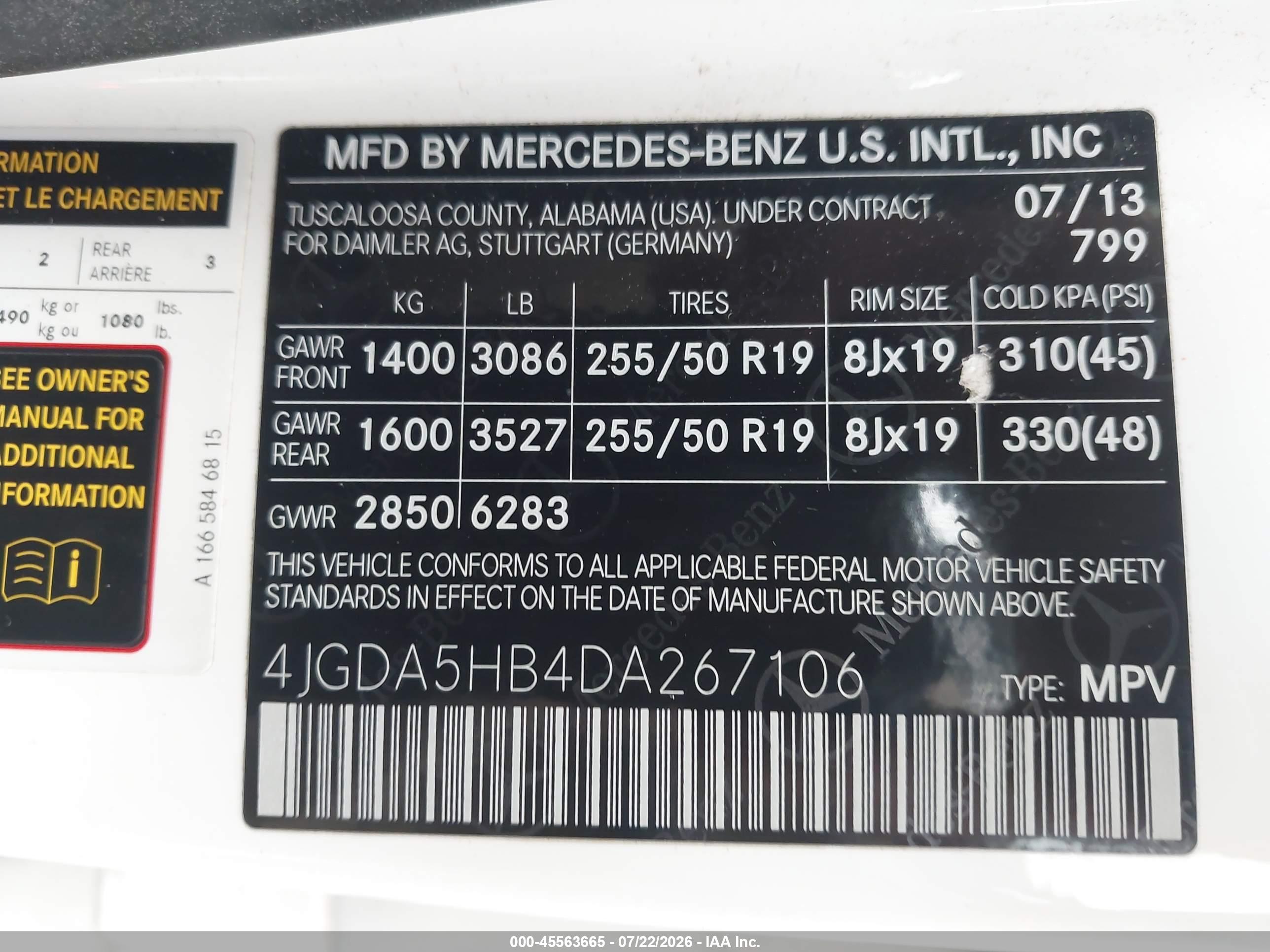 2013 MERCEDES-BENZ ML 350 4MATIC