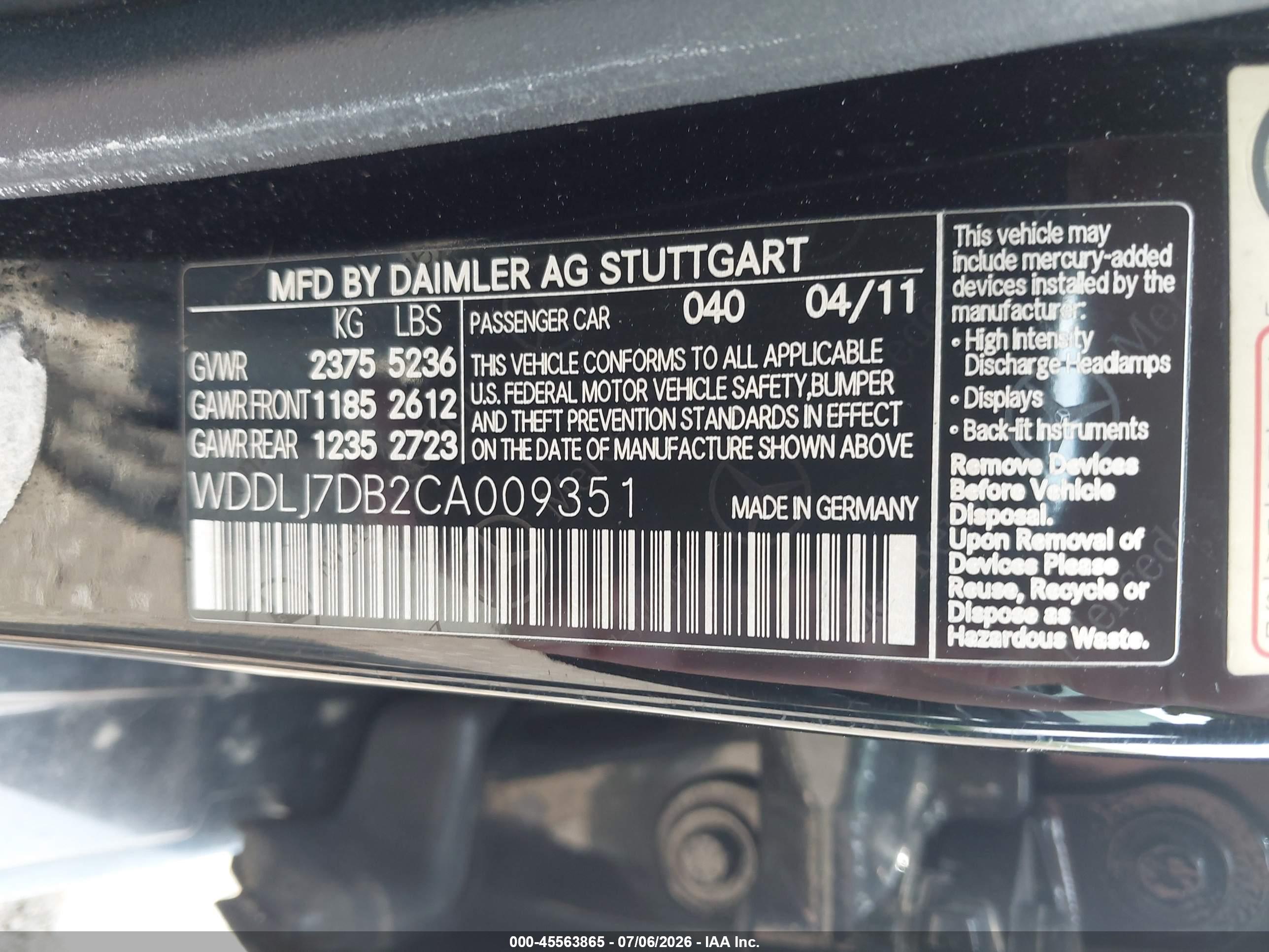 2012 MERCEDES-BENZ CLS 550 CLS550