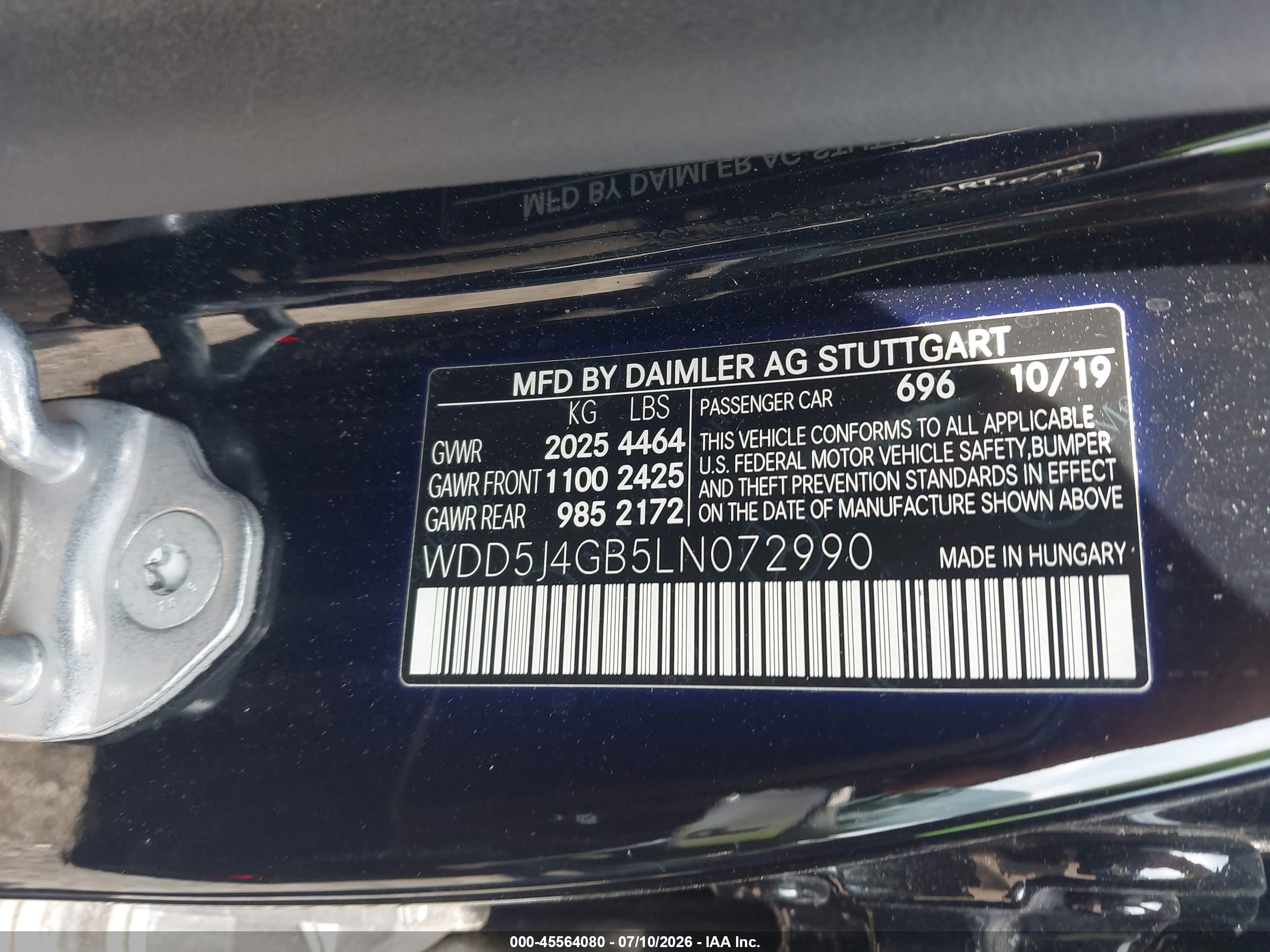 2020 MERCEDES-BENZ CLA 250 CLA250