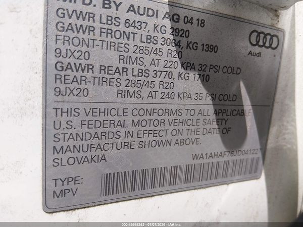 2018 AUDI Q7 2.0T PREMIUM