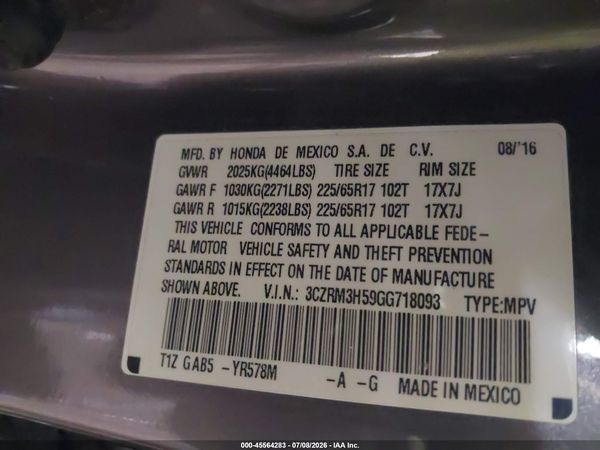 2016 HONDA CR-V EX