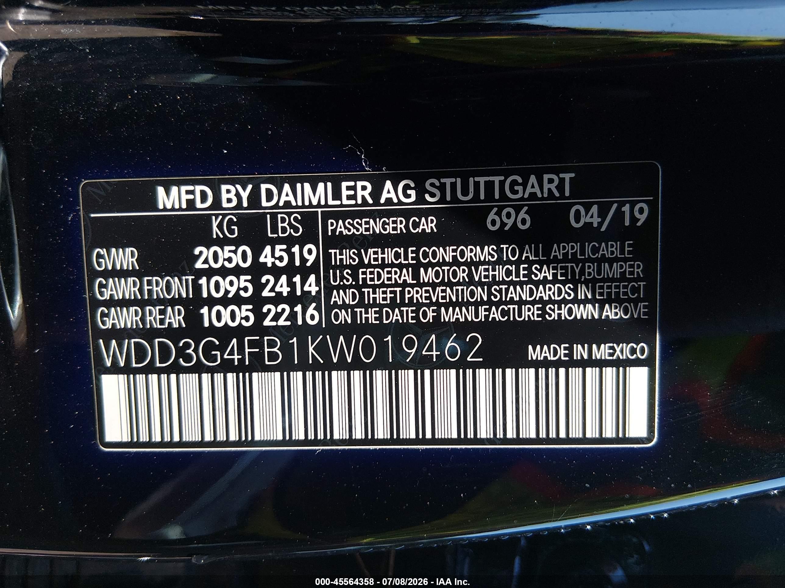2019 MERCEDES-BENZ A 220 4MATIC