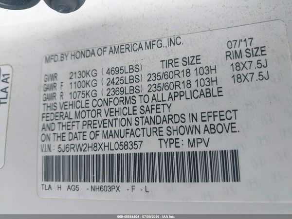 2017 HONDA CR-V EX-L/EX-L NAVI