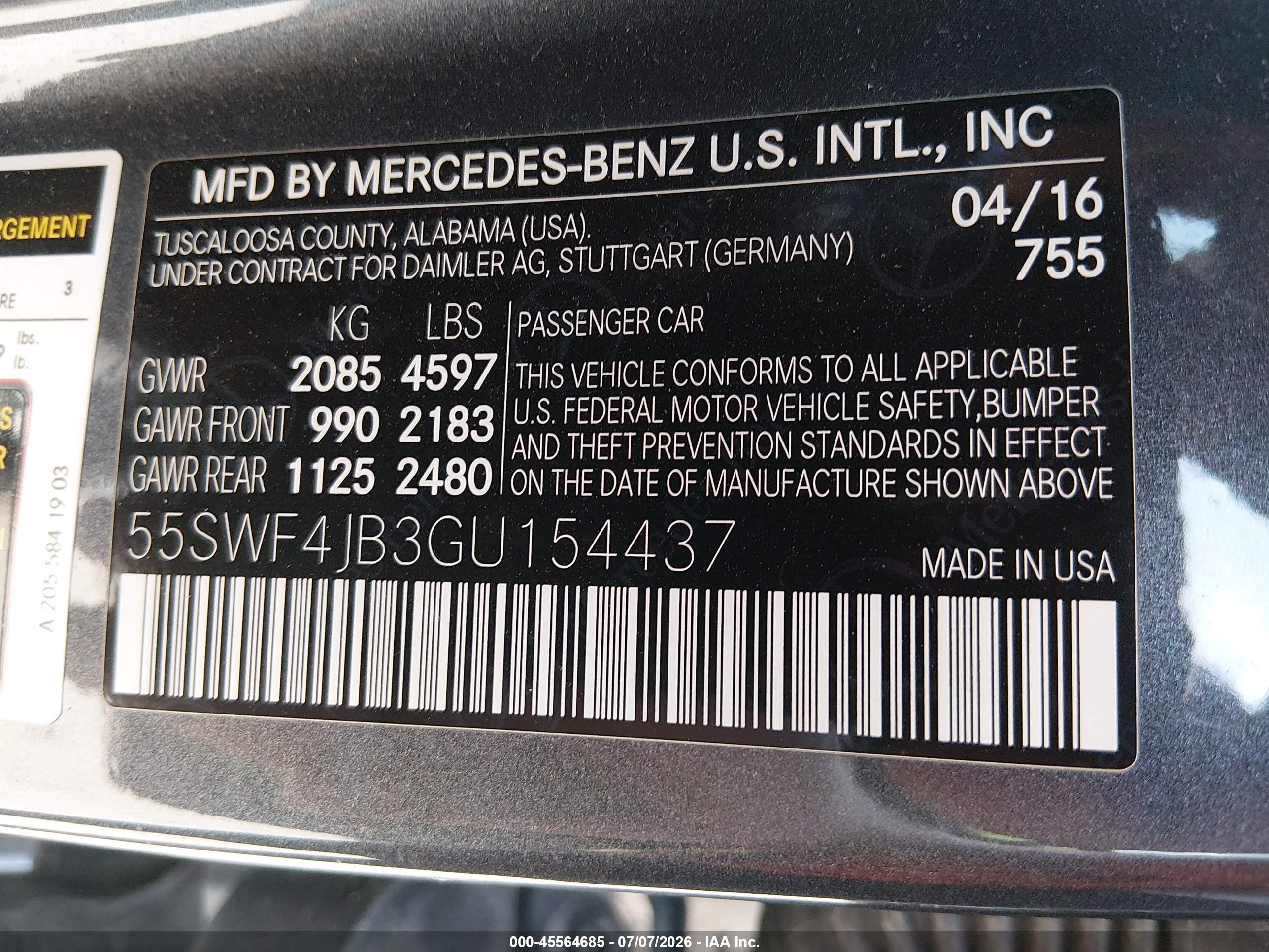 2016 MERCEDES-BENZ C 300 C300