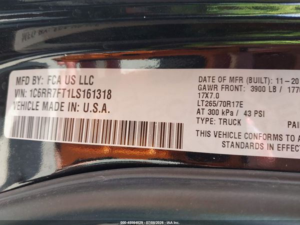 2020 RAM 1500 CLASSIC TRADESMAN  4X4 6'4 BOX