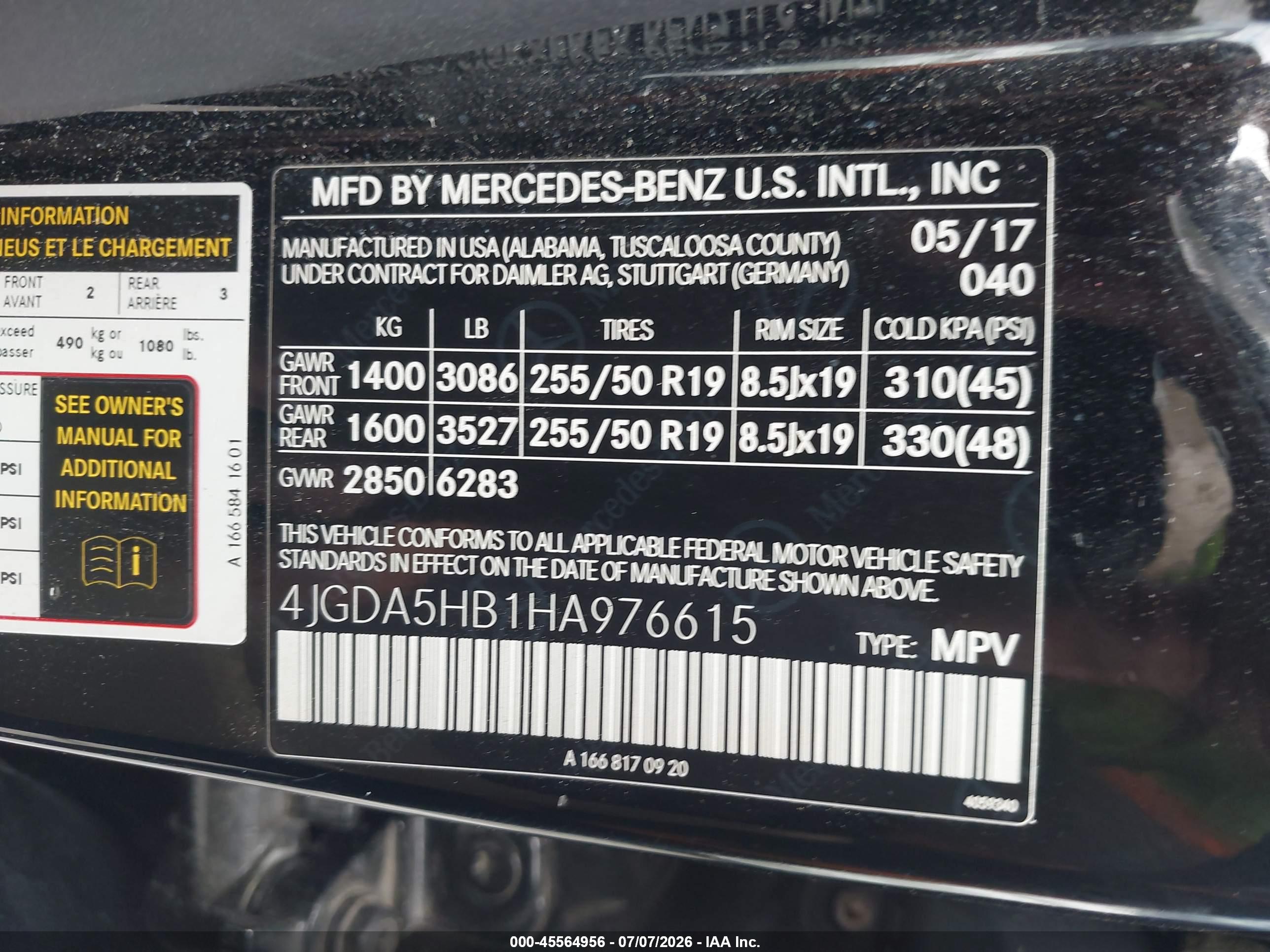 2017 MERCEDES-BENZ GLE 350 4MATIC