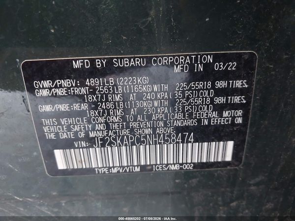 2022 SUBARU FORESTER LIMITED