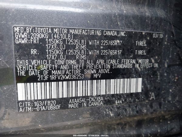 2019 TOYOTA RAV4 LE
