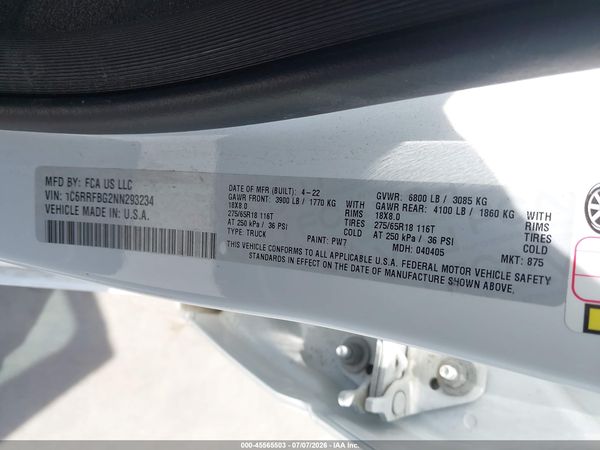 2022 RAM 1500 BIG HORN  4X4 6'4 BOX