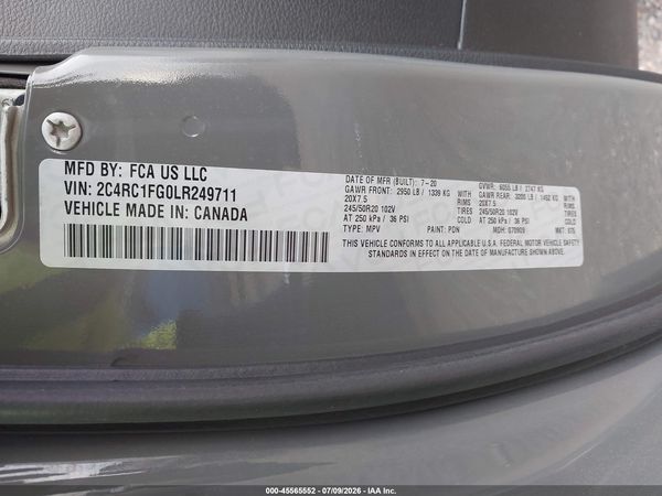 2020 CHRYSLER PACIFICA TOURING