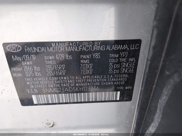 2019 HYUNDAI SANTA FE SE