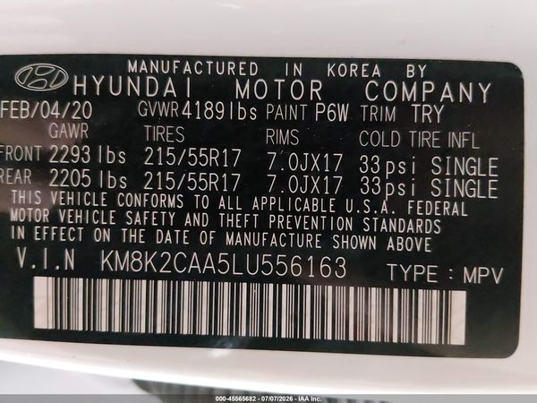 2020 HYUNDAI KONA SEL