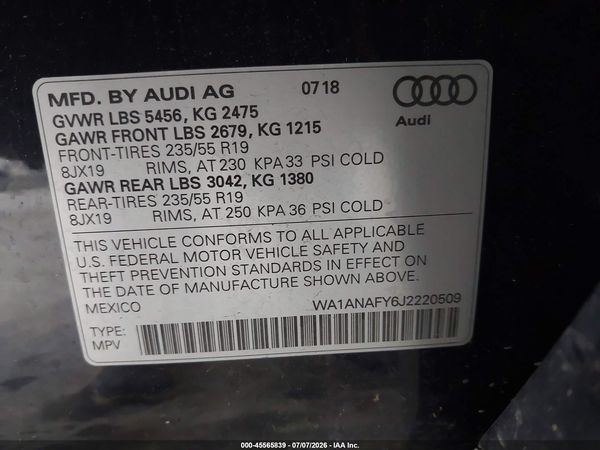 2018 AUDI Q5 2.0T PREMIUM