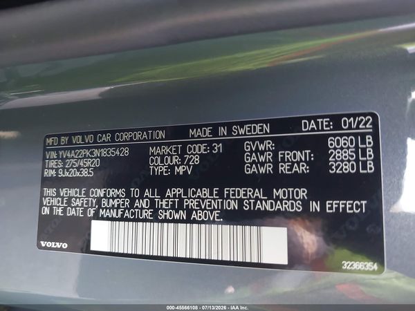 2022 VOLVO XC90 T6 MOMENTUM 7 PASSENGER