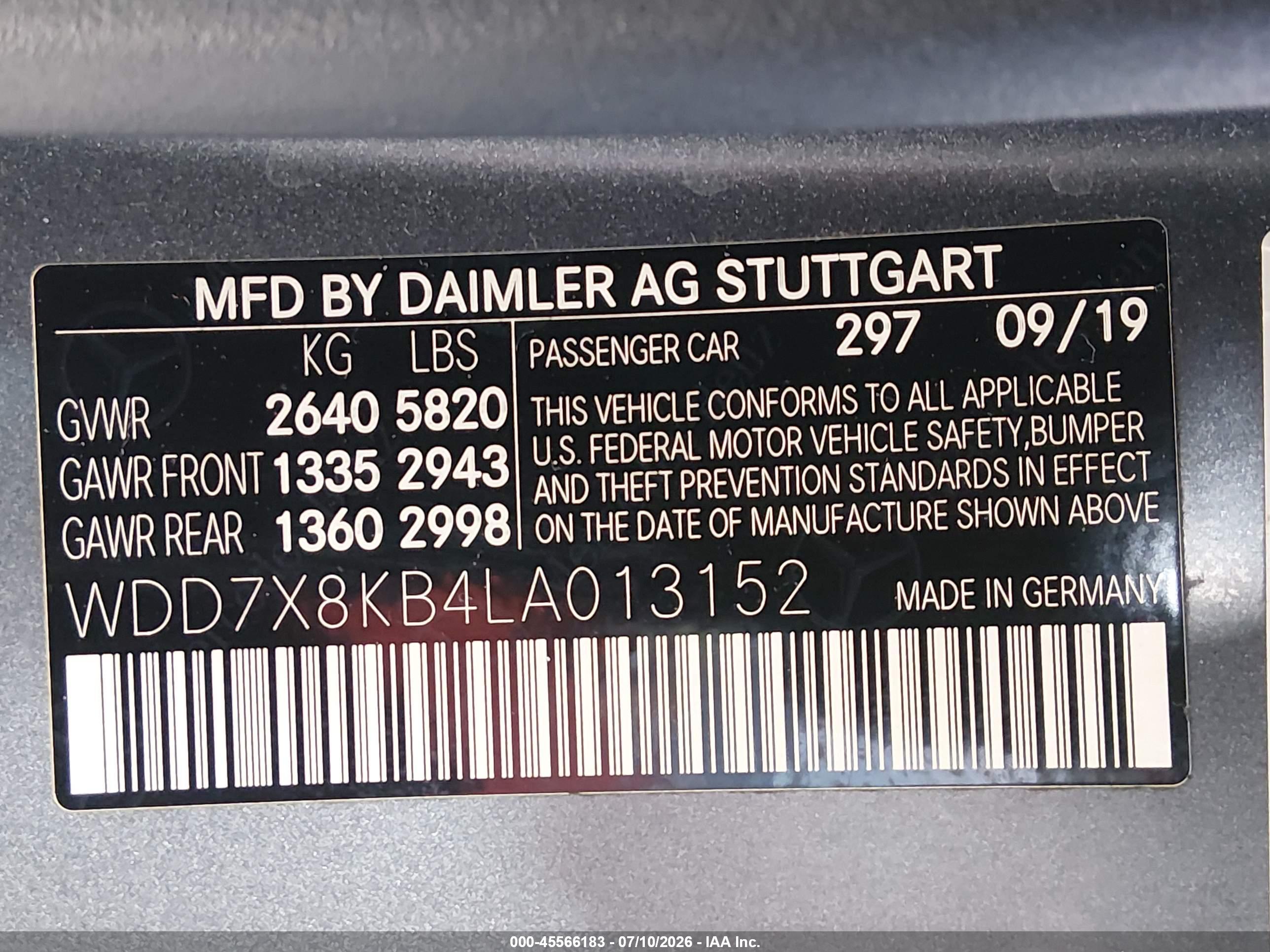 2020 MERCEDES-BENZ AMG GT 63 4-DOOR COUPE S