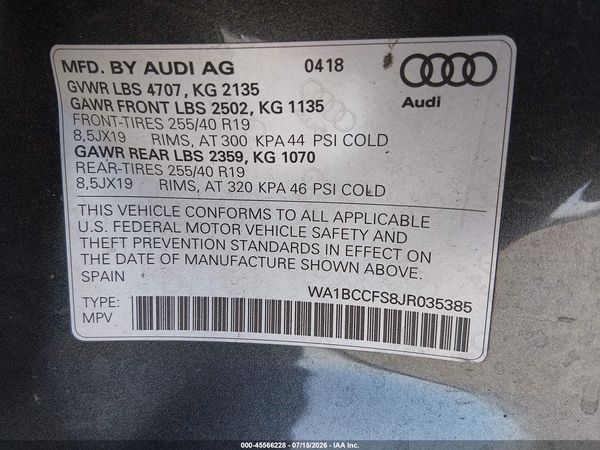 2018 AUDI Q3 2.0T PREMIUM