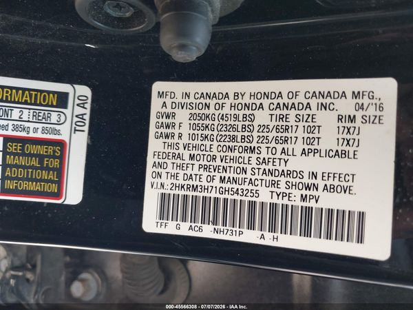 2016 HONDA CR-V EX-L
