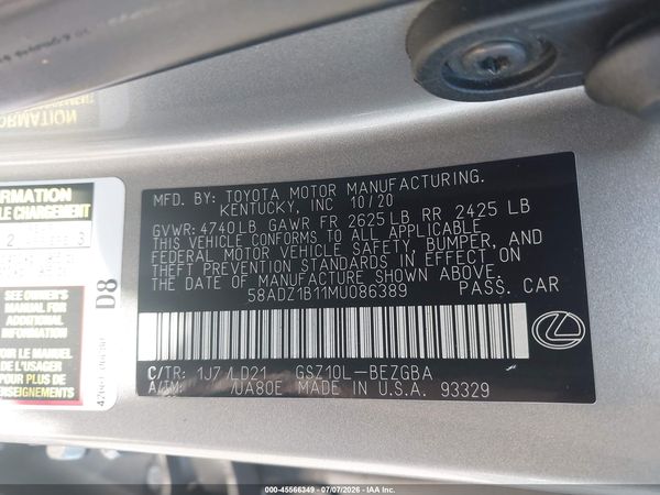2021 LEXUS ES 350 350 Premium