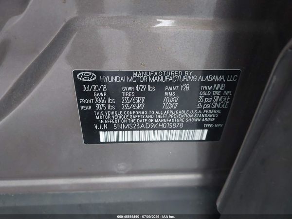 2019 HYUNDAI SANTA FE SE
