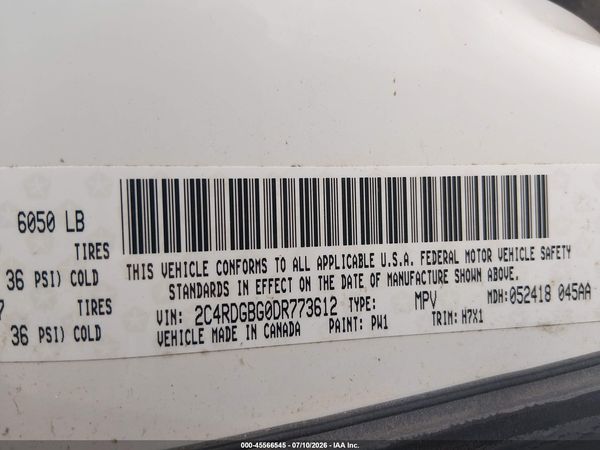 2013 DODGE GRAND CARAVAN SE — I9