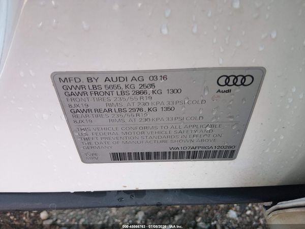 2016 AUDI Q5 3.0T PREMIUM PLUS