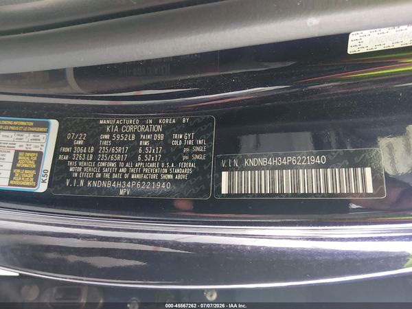 2023 KIA CARNIVAL MPV LX SEAT PACKAGE