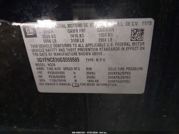 2016 CADILLAC SRX PERFORMANCE COLLECTION