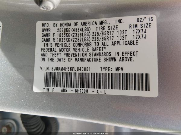 2015 HONDA CR-V EX
