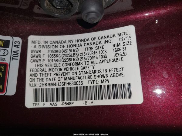 2015 HONDA CR-V LX