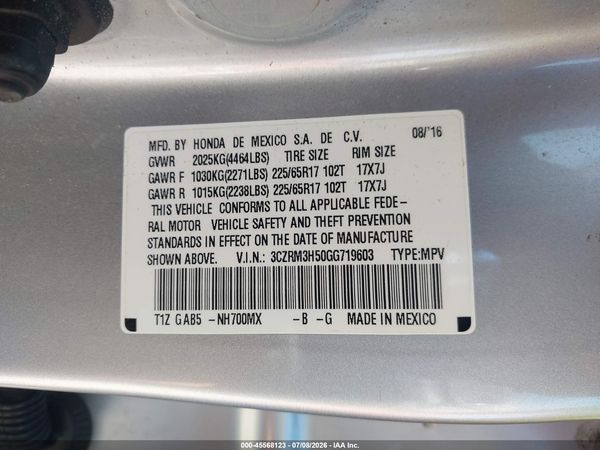 2016 HONDA CR-V EX