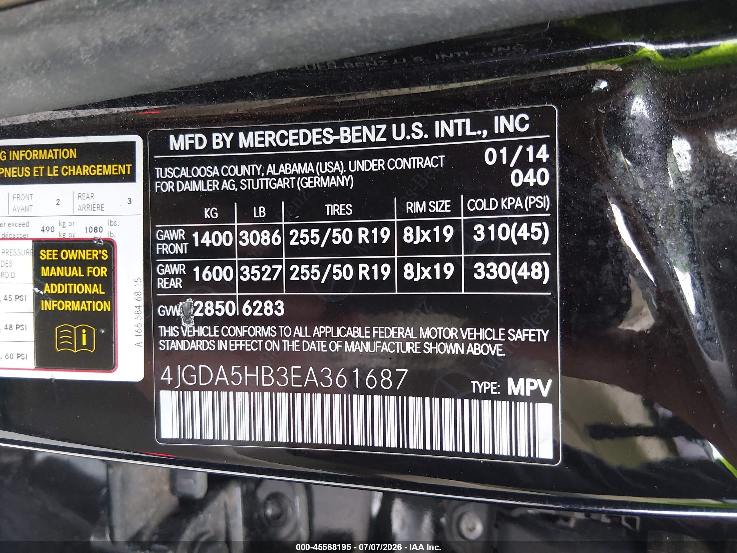 2014 MERCEDES-BENZ ML 350 4MATIC