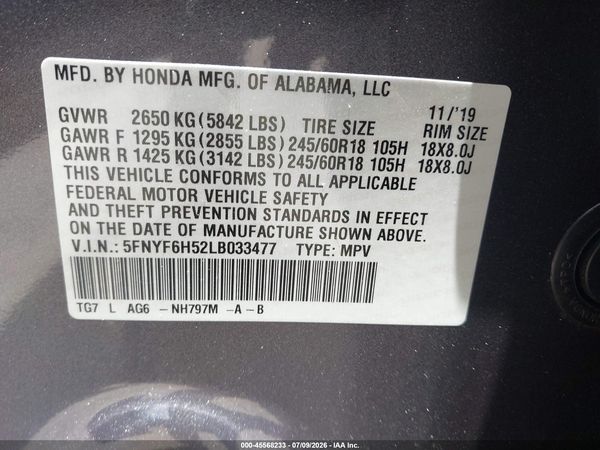 2020 HONDA PILOT AWD EX-L