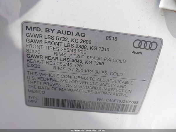 2018 AUDI SQ5 3.0T PREMIUM PLUS